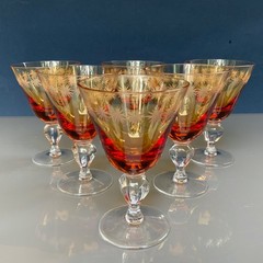 GUS KHRUSTALNY , Liquor glasses “GOLDEN WEDDING” 6pcs, USSR