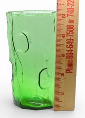 Vintage Mid Century Tex Decatur Glass Thumbprint Tumbler Green