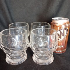 Set Of 4 Anchor Hocking Georgian Clear Glasses Honeycomb 4″ Whiskey Juice Glass