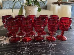 🍷10 Viking Glass 🍷 GEORGIAN 🍷 Ruby Red 4 oz. Wine Glasses, 5.25″H x 2.25″W🍷