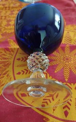 3 Morgantown Glass RITZ BLUE Golf Ball 3.5 ounce Vintage Cocktail, Wine 4 1/16″