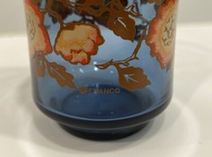 Vintage Small Blue Juice Glasses Libbey Bolero “Franco” Orange Poppy MCM