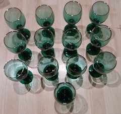 Vintage Libbey? Emerald And Gold Wine Glasses Set Of 13