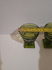 2 MCM Indiana Glass Colony Park Lane Avocado Green Wine Goblets Square Foot 4″