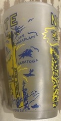 New York State Map Souvenir Frosted Drinking Glass Tumbler Vintage Niagara Falls