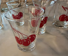 Bartlett Collins Cherry Glasses Vintage Barware Set of 6