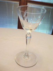 Pai of Vintage Libbey Priscilla Liquor Cocktail Glasses Cut Leaf Design