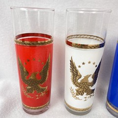 Set of 7 Libbey Bicentennial American Eagle Tom Collins Barware Glasses