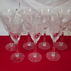 Tiffin Fransiscan Seven 8.25 inch Stemed 6 Ounce Goblet Blue Bell Etch