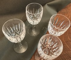 4 WATERFORD CRYSTAL KILDARE CLARET WINE GLASSES GLASS