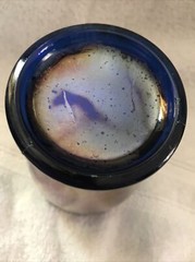 Hand Painted Blue Northwood Carnival Glass Enameled Daisy Little Flower Tumbler