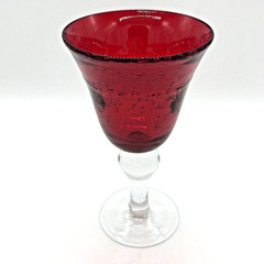 Set of 3 Artland Iris Ruby Red Bubble Glass Water Goblets 8 1/8″