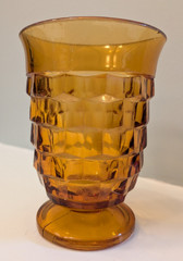 Vintage Indiana Glass Colony Whitehall Cubist Amber Juice Glass Midcentury