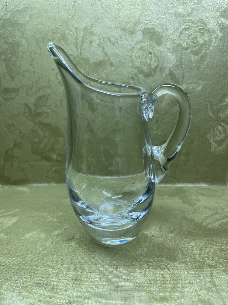 Val St. Lambert Glass Cocktail Pitcher, simple elegant.signed.5”