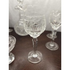 Vintage Nachtmann Traube Crystal 6 Cordials Holy Communion Set Cut Glass Cruet