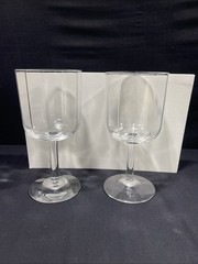 Kosta Boda Oktav Crystal Water Glasses Bertil Vallien Sweden 7” Set of 2