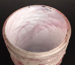 SET 6 Antique NORTHWOOD Glass «LEAF MOLD» Cased Cranberry Mica Tumblers EAPG