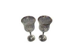 REGENT Platinum rimmed Wine Glasses, swirl tulip shape Set Of 2 Glasses