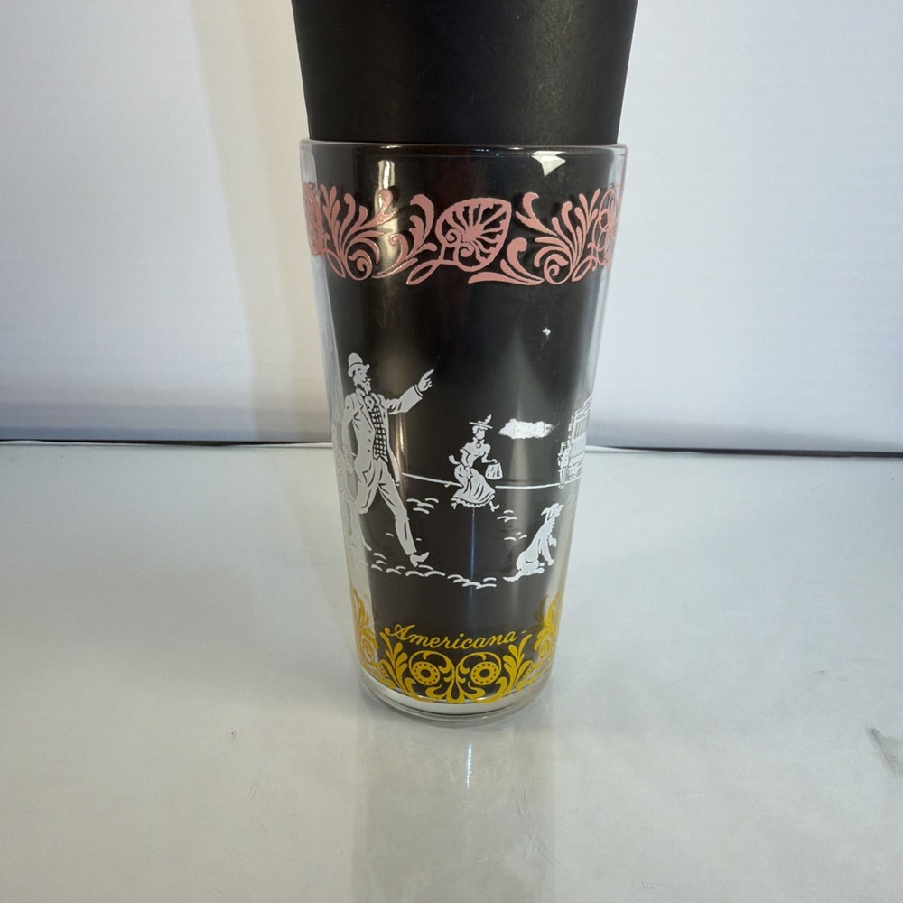 Vtg Hazel Atlas “Americana” Series Drinking Glass Tumbler, TO FAR-AWAY PLACES