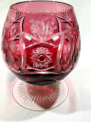 Nachtmann Traube Cranberry Gold Cut to Clear Crystal Cognac Glass W. Germany box