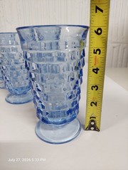 1 FREE Vntg Indiana Glass Colony Whitehall Blue Iced Tea Glass 4 Set Footed 6″