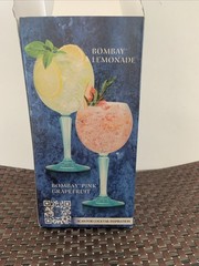 2 X Hexagon Base Bombay Sapphire Large Balloon Gin Glasses 7.75”x3.25” NIB