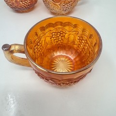 Vintage Indiana Glass Harvest Grape Marigold Carnival Punch Cups Set of 4 Amber