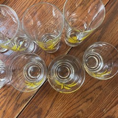 Vintage Autum Gold Wheat Decal Glasses. Lot Of 8