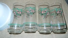 CORELLE ROSEMARIE GLASS TUMBLERS-16 ounce – 5 7/8″ – Drinking Glasses (4)