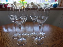 Champagne Blown Pier 1 Applied Swirl Smooth Stem Crystal Blown Glass – Set of 8