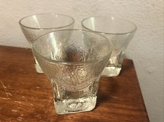 Vintage Glassware OLD FASHIONED/ HI-BALL 3.5” Set of 3 Rare Pebble Texture MCM