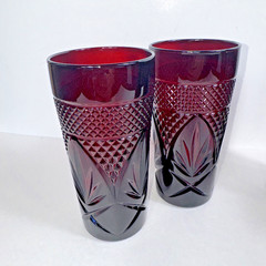 Luminarc Cristal D’Arques Durand Antique Ruby Red Set of 4 Tumblers Glass France