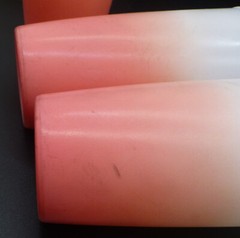 Vintage RARE Pink Flamingo White Ombre Hazel Atlas Platonite Set of 4 Glass Tumb