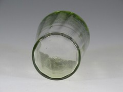 Victorian Glass Green to Crystal Water Tumbler Silver Overlay Angels c.1890