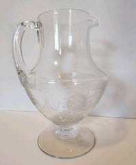Heisey Glass Pitcher Pied Piper Etched Design Clear