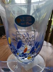 10oz MURANO Italy White Crystal Cocktail Tumbler Wine Goblet Parfait—Confetti