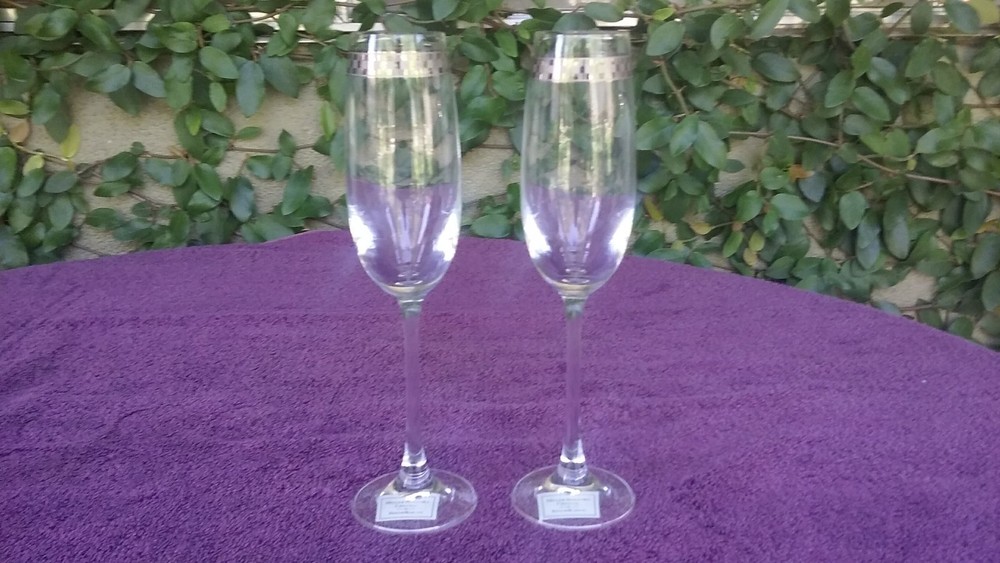 Miller Rogaska Crystal Checkered Accent Wine Champagne Flute Reed & Barton 9.25″