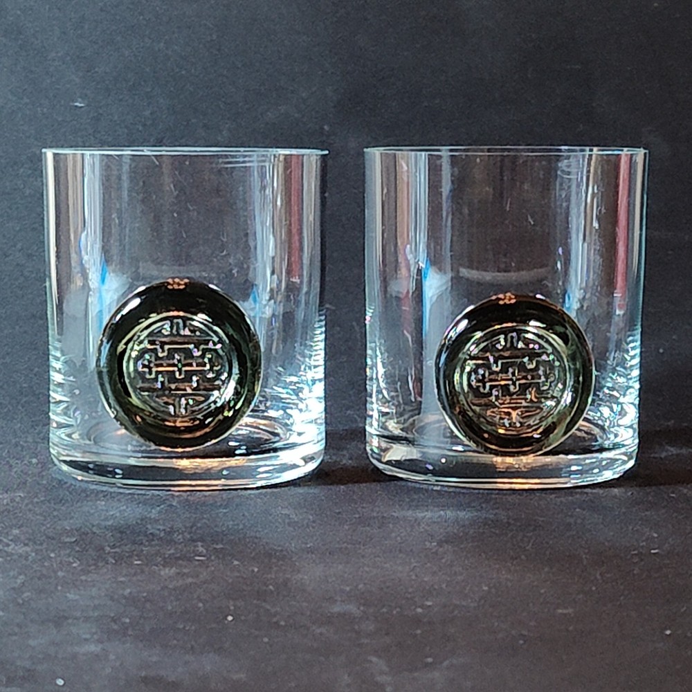 ROSENTHAL SHOU OLD FASHIONED GLASSES, Blown Crystal, 3 1/2″, 8 oz, 2PC