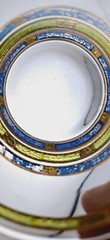 Vintage MCM Modern Culver Empress Blue Green Gold Old Fashioned Glasses Pair