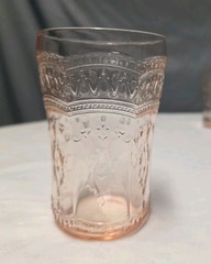 HTF 1933-37 Patrician Spoke Pink Depression Glass, 8oz Flat Tumblers Glasses