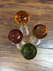 Vintage MCM Bubble Ball Base Shot Glasses Cordial Liqueur Jewel Tone Set of 4