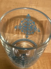 2 Hazel Atlas Swanky Swig Sour Cream Glasses Aqua Blue Lace