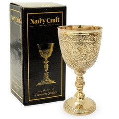 Solid Brass Vintage Chalic Goblet Medieval Handmade Decorative Wine Glass Com…