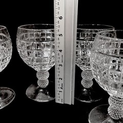 Set 6 Heisey Victorian Clear 5 Crystal Water Goblets 5 3/8” & 1 Claret wine