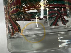 Vtg Set of 4 Culver Old Fashioned Glasses Yule Horn Holiday Ribbon Gold USA FLAW