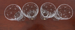 VTG Nachtmann Crystal Footed Tumblers Set 4 Hand Cut Stars Germany Bleikristall