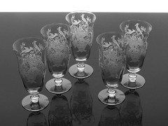 TIFFIN-FRANCISCAN PERSIAN PHEASANT OPTIC CRYSTAL ICED TEA GLASSES – SET OF 5