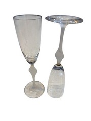 OSCAR DE LA RENTA CRYSTAL WEDDING BAND CHAMPAGNE FLUTES RARE SET OF 6 GLASSES