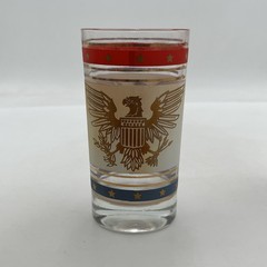 4 VTG Barware Red White Blue Gold Eagle Tom Collins Highball Glass +Shot Glasses