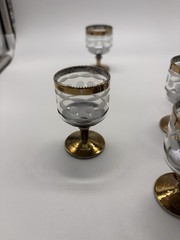 Vintage Culver Pisa Gold Footed Shot Glasses Set of 12 MCM 22K Liquor Barware